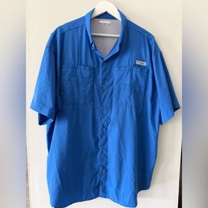 Columbia PFG Men's Vibrant Blue Fishing Casual Shirt